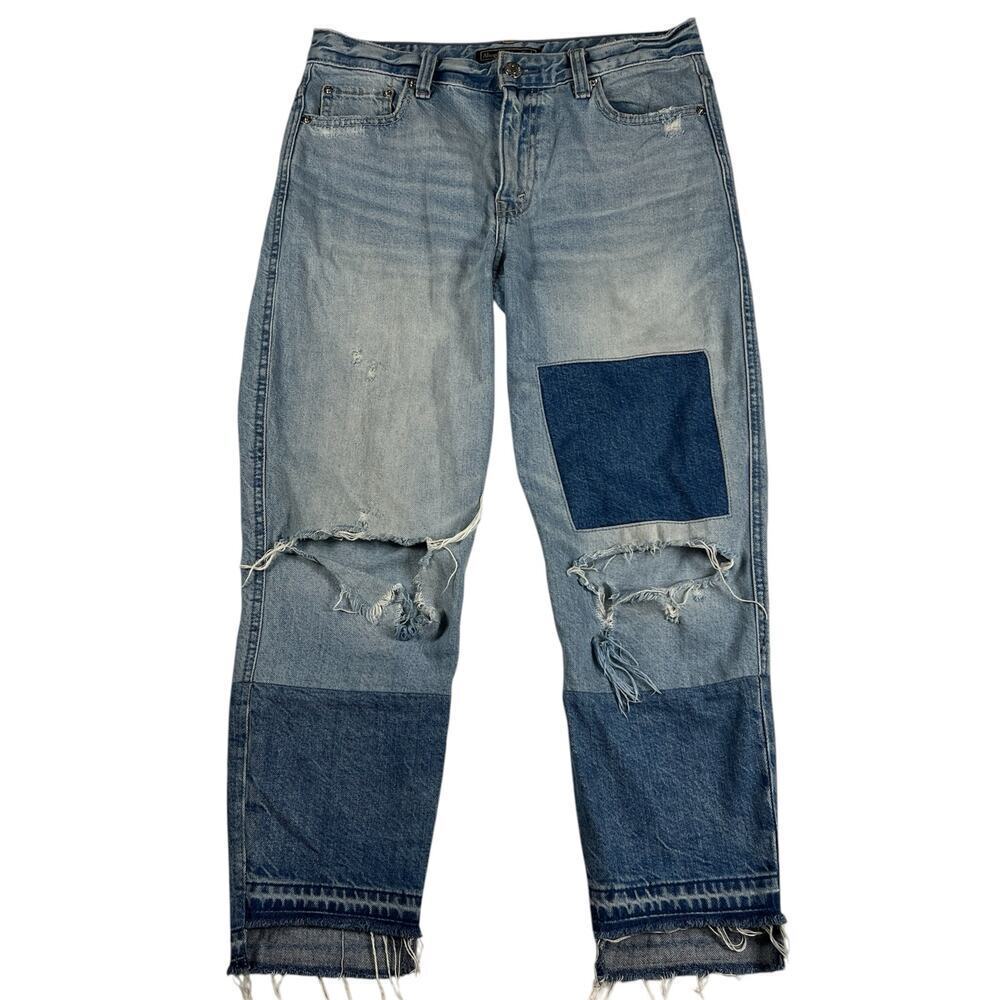 Abercrombie & Fitch Patchwork Distressed Cropped Raw Hem Jeans Size 27/25S